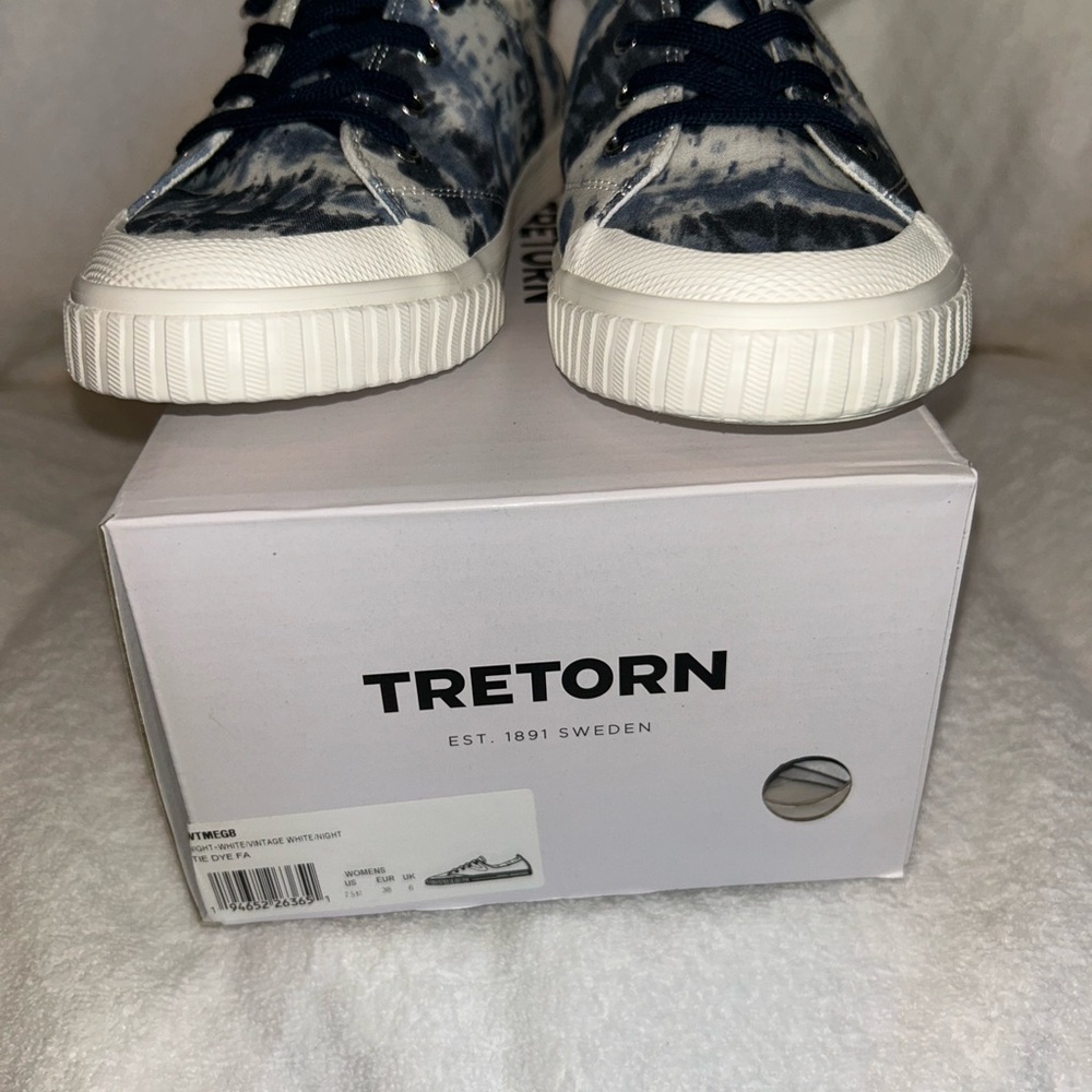 Tretorn Blue and White Tie Dye Sneakers
